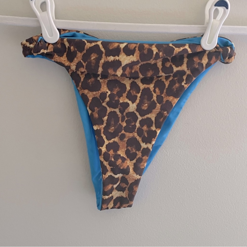 Reversible Bikini Bottoms- Blue Leopard